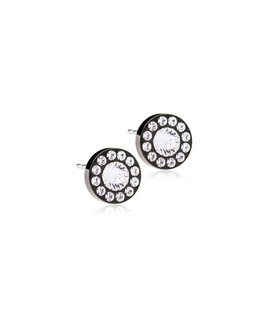 Black Brilliance Halo 8mm Earrings