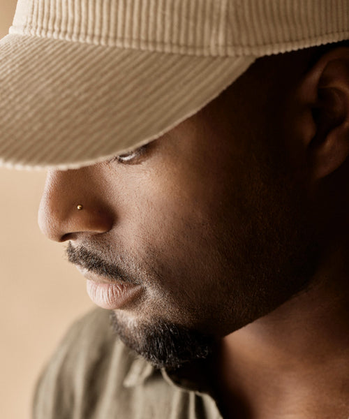 Hypoallergenic men's nose jewellery from titanium in a gold plain ball design