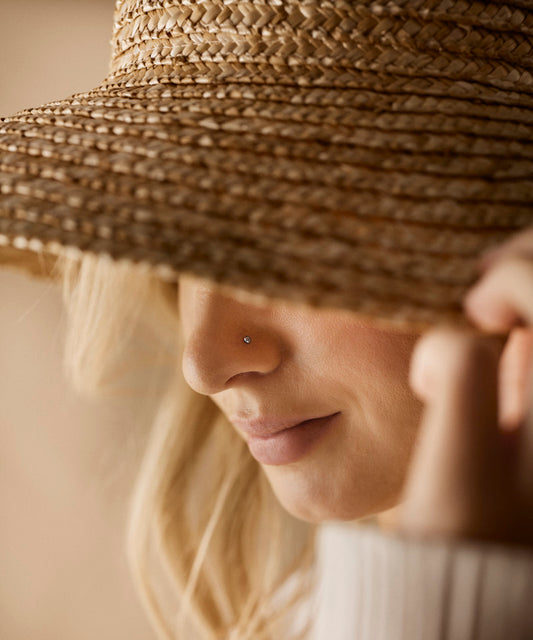 Blomdahl Hypoallergenic women nose jewellery made from titanium in a 3mm crystal bezel design