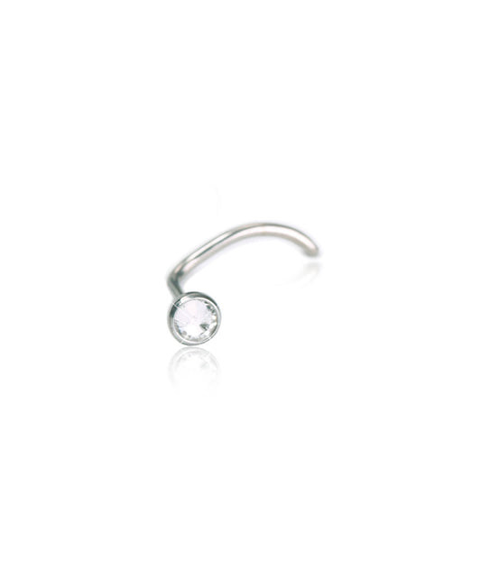 Silver Crystal Bezel Nose Stud