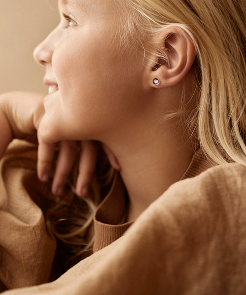 Bezel 6mm Medical Plastic Earrings