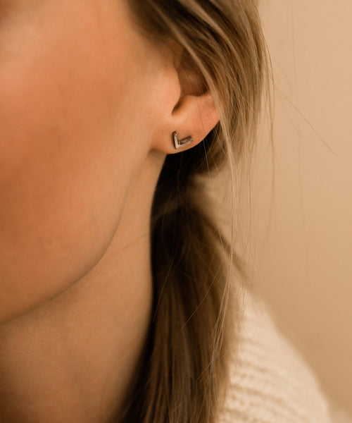Silver 'V' 8mm Earrings