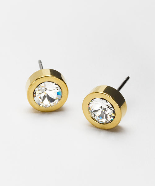 Gold Grand Bezel 8mm Earrings
