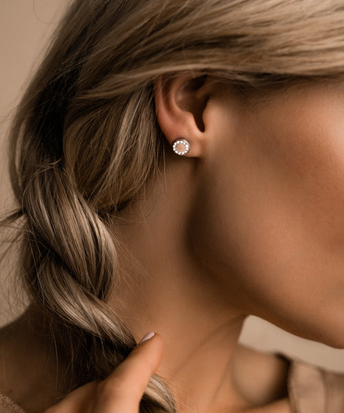 Silver Brilliance Crystal Puck 8mm Earrings
