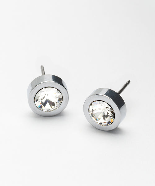 Silver Grand Bezel 8mm Earrings