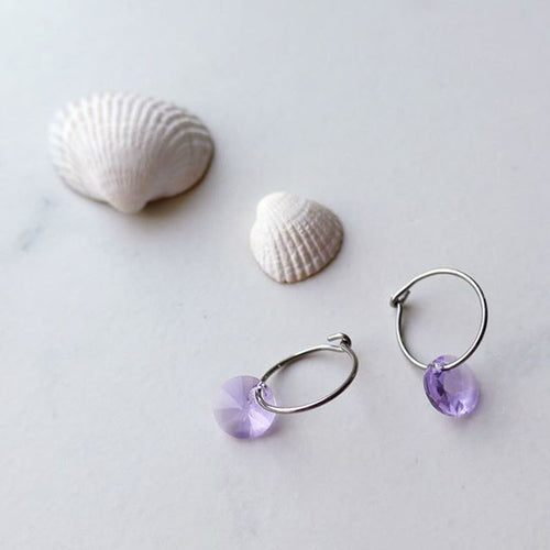 Blomdahl titanium 12mm sleeper with 8mm swarvoski round violet hypoallergenic adults earrings medical sensitive skin friendly nickel free