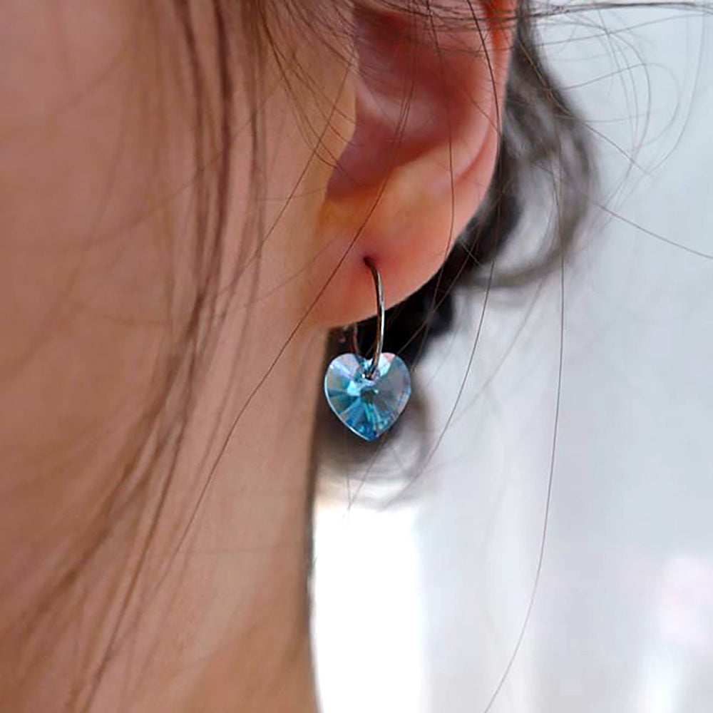 Blomdahl 10mm sleeper Swarovski heart shaped aquamarine hypoallergenic adults earrings medical sensitive skin friendly nickel free