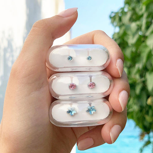 Blomdahl B 15 0103 05F_ medical plastic 4mm Aquamarine earrings swarovski nickel free hypoallergenic children medical sensitive skin friendly nickel free