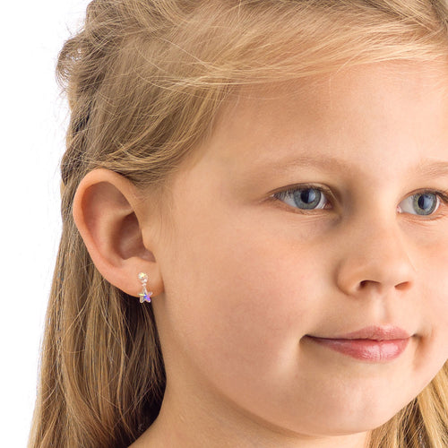 Blomdahl B 15 0103 0802EA_ medical plastic Round Star 4 6mm Rainbow earrings swarovski nickel free hypoallergenic children medical sensitive skin friendly nickel free