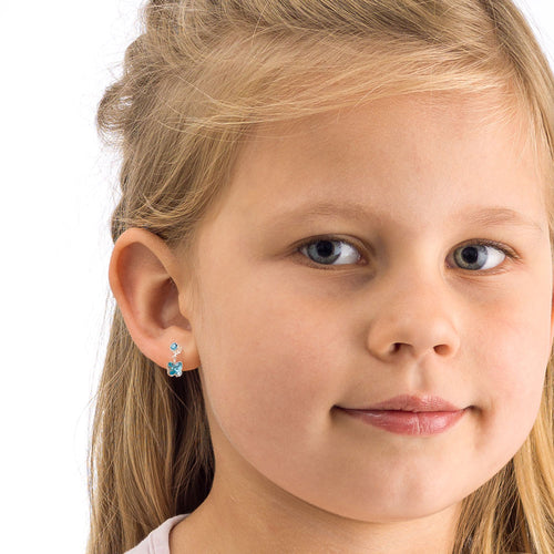 Blomdahl B 15 0103 9905EA_ 15 0103 9905 medical plastic Round Butterfly 4 5 Aquamarine earrings swarovski nickel free hypoallergenic children medical sensitive skin friendly nickel free