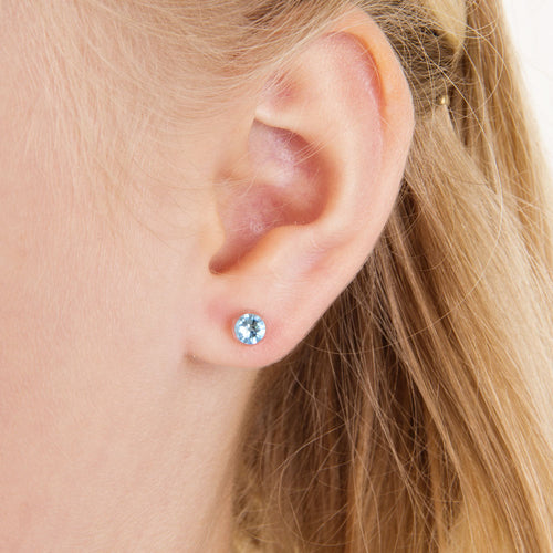 Blomdahl B 15 0109 05E_ medical plastic 6mm Aquamarine earrings swarovski nickel free hypoallergenic children medical sensitive skin friendly nickel free