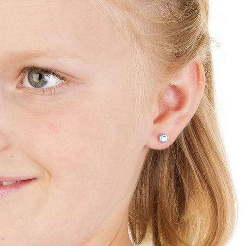 Blomdahl B 15 0109 05F_ medical plastic 6mm Aquamarine earrings swarovski nickel free hypoallergenic children medical sensitive skin friendly nickel free