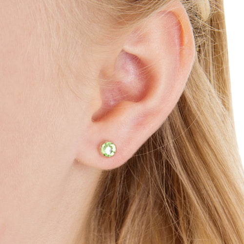 Blomdahl B 15 0109 16E_ medical plastic 6mm Peridot earrings swarovski nickel free hypoallergenic children medical sensitive skin friendly nickel free