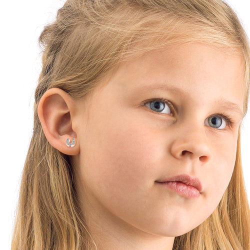 Blomdahl B 15 01127 057330_ medical plastic Horseshoe Aquamarine earrings swarovski nickel free hypoallergenic children medical sensitive skin friendly nickel free