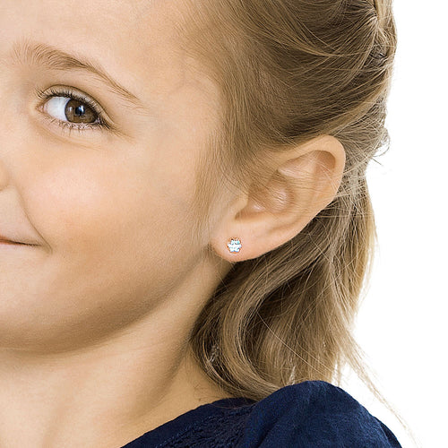 Blomdahl B 15 0114 55F_ medical plastic Aquamarine Crystal Daisy earrings swarovski nickel free hypoallergenic children medical sensitive skin friendly nickel free