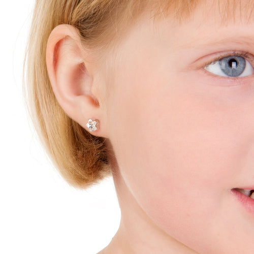 Blomdahl B 15 0130 01F_ medical plastic Flower 6mm Crystal earrings swarovski nickel free hypoallergenic children medical sensitive skin friendly nickel free