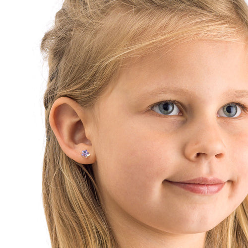 Blomdahl B 15 0130 267330981150467_ medical plastic Flower 6mm Violet earrings swarovski nickel free hypoallergenic children medical sensitive skin friendly nickel free