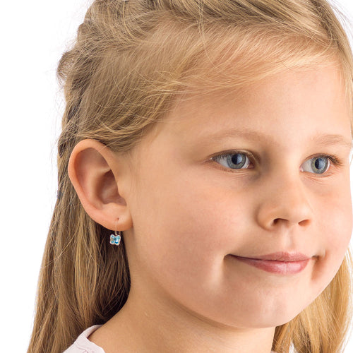 Blomdahl B 15 0180 9905EA_ 15 0180 9905 medical plastic fixed Butterfly Aquamarine earrings swarovski nickel free hypoallergenic children medical sensitive skin friendly nickel free