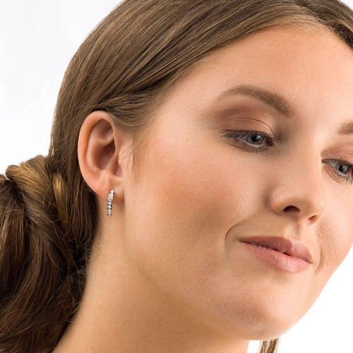Blomdahl Silver Titanium Crystal Curved 15mm hypoallergenic earrings  medical sensitive skin friendly nickel free