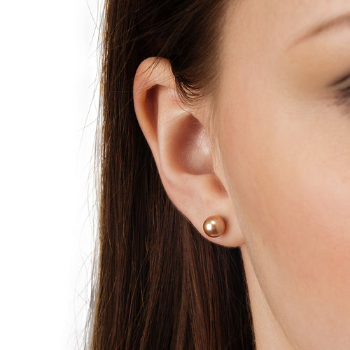 Blomdahl 8mm Golden Rose Swarovski Pearl in titanium hypoallergenic stud earrings for adults
