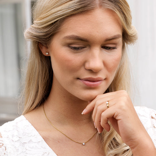Blomdahl Gold Tiffany Style Floral Design with 5mm Cubic Zirconia Diamond Stud titanium hypoallergenic Earrings for adults and childrens medical sensitive skin friendly nickel free