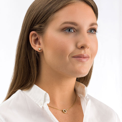 Blomdahl gold titanium 5mm Crystal Bezel Round hypoallergenic earrings with Swarovski crystal for adults and childrens medical sensitive skin friendly nickel free