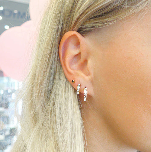 Stack them earrings with Blomdahl brilliance curved and black bezel earrings medical sensitive skin friendly nickel free
