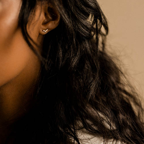 Skin friendly earrings from Blomdahl, gold titanium brilliance wing 8mm earrings