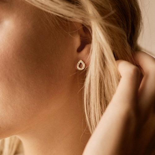 Gold Brilliance Drop Hollow 10mm Earrings