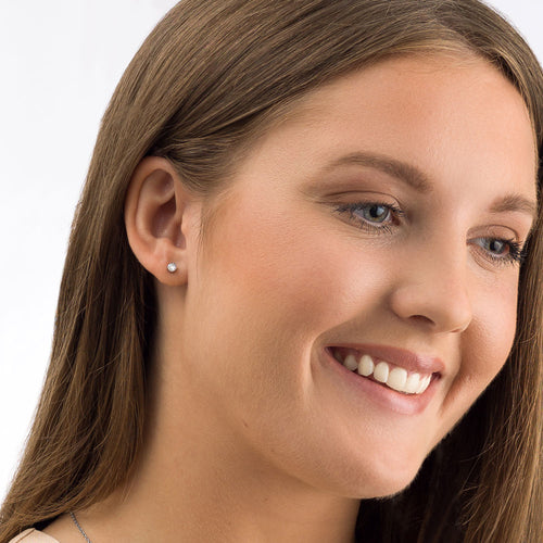 Blomdahl silver titanium 4mm Crystal Bezel Round hypoallergenic earrings with Swarovski crystal for adults and children medical sensitive skin friendly nickel free