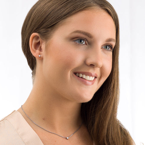 Blomdahl Silver Tiffany Style Floral Design with 4mm Cubic Zirconia Diamond Stud titanium hypoallergenic Earrings. Suitable for adults medical sensitive skin friendly nickel free