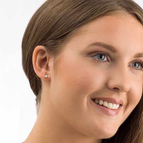 Blomdahl Silver Tiffany Style Floral Design with 4mm Cubic Zirconia Diamond Stud titanium hypoallergenic Earrings. Suitable for adults and childrens medical sensitive skin friendly nickel free
