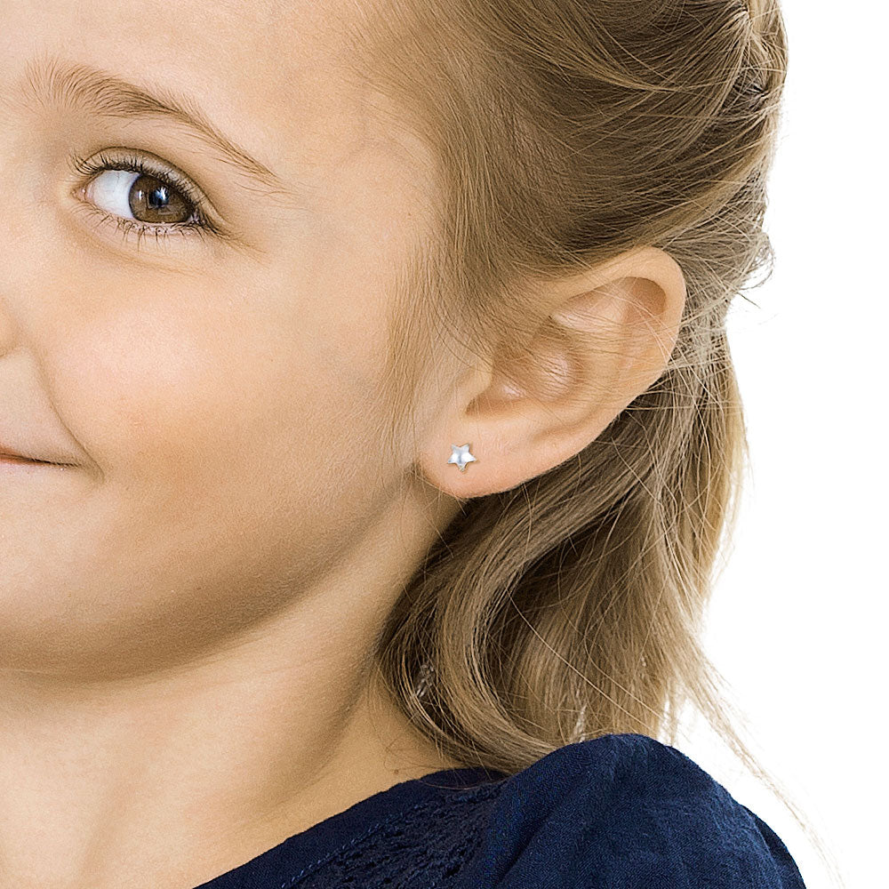 Blomdahl Silver Titanium Star 5mm childrens hypoallergenic earrings medical sensitive skin friendly nickel free
