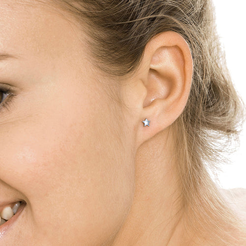 Blomdahl Silver Titanium Star 5mm childrens and adults hypoallergenic earrings medical sensitive skin friendly nickel free