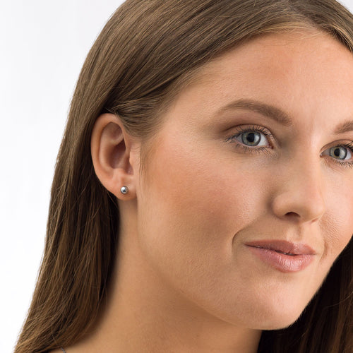 Blomdahl Silver Titanium 5mm Plain Ball Sphere childrens hypoallergenic earrings medical sensitive skin friendly nickel free