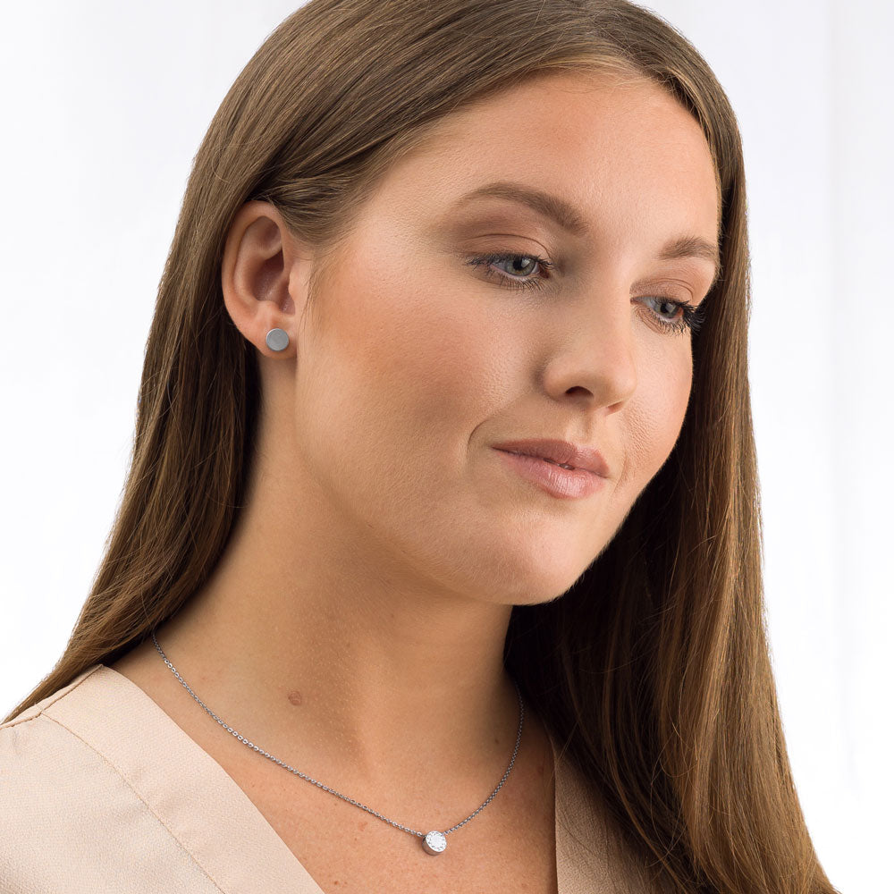 Blomdahl Silver Titanium Puck 8mm adults hypoallergenic earrings medical sensitive skin friendly nickel free