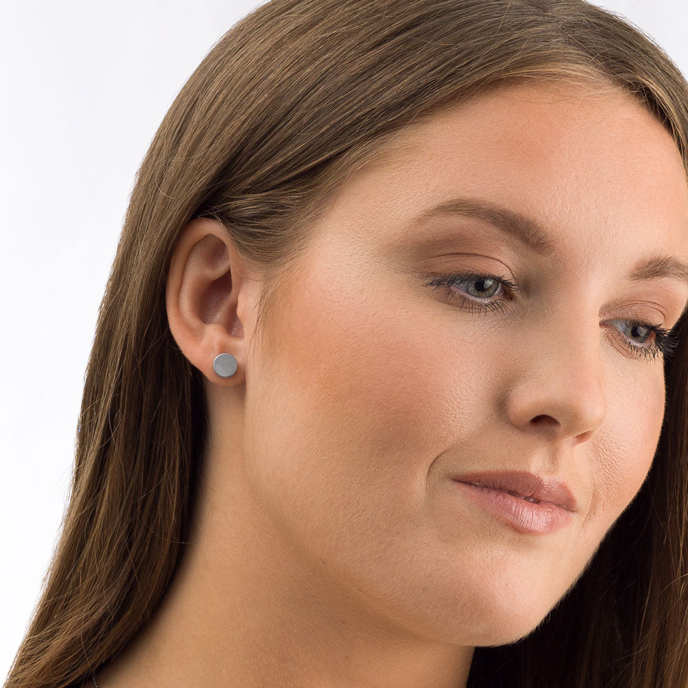Blomdahl B-15-1477-00 Silver Titanium Puck 8mm hypoallergenic earrings medical sensitive skin friendly nickel free