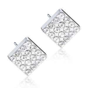 Blomdahl 8mm Silver Brilliance Square Earrings comes in with a cluster of small Swarovski crystals set in pure medical grade titanium. The earrings can also be arranged to be shaped like a diamond medical sensitive skin friendly nickel free
