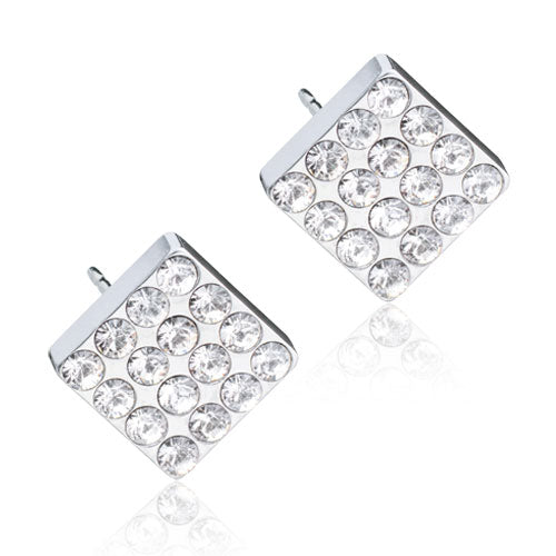 Blomdahl 8mm Silver Brilliance Square Earrings comes in with a cluster of small Swarovski crystals set in pure medical grade titanium. The earrings can also be arranged to be shaped like a diamond medical sensitive skin friendly nickel free