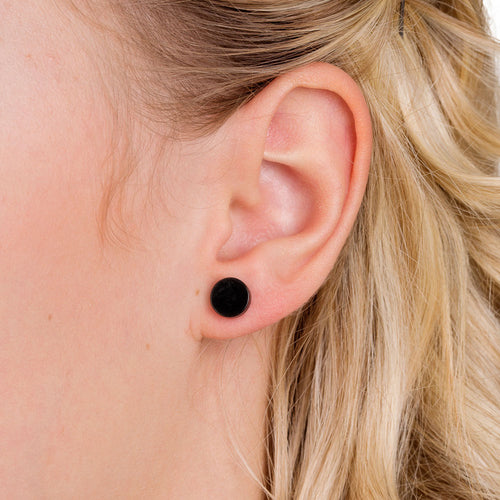 Blomdahl Black Titanium Puck 8mm hypoallergenic earrings for adults  medical sensitive skin friendly nickel free