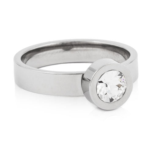 Titanium ring with a grand bezel 8mm Swarvoski crystal medical sensitive skin friendly nickel free