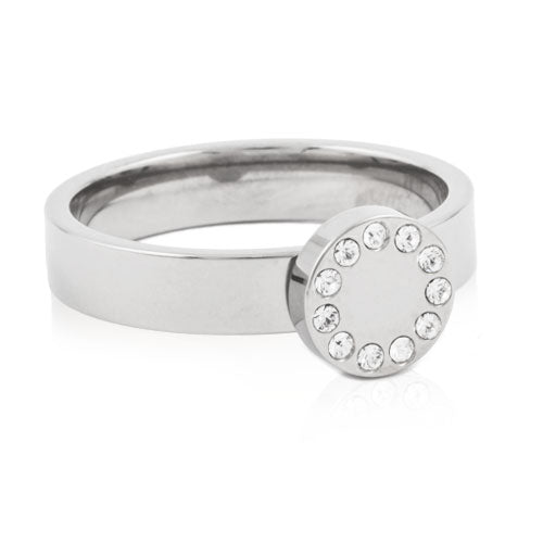 titanium ring with a brilliance puck , encircled with 11 small Swarvoski crystals medical sensitive skin friendly nickel free