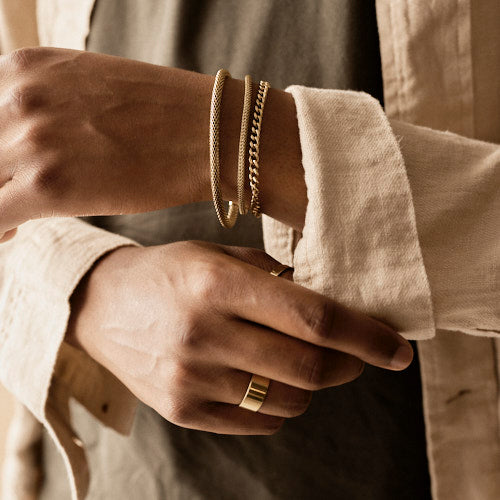 Gold Round Mesh 3mm Bracelet (Extra Length)