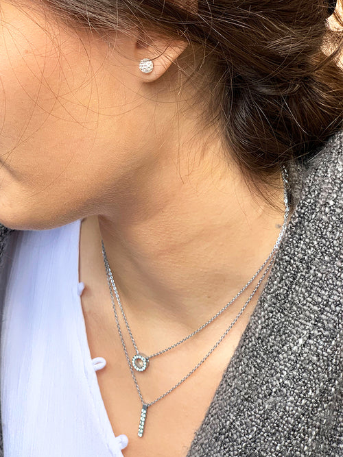 Stack your earrings and necklace with Blomdahl brilliance straight crystal necklace