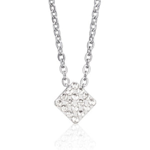 Silver Brilliance Square or Diamond Shaped with 16 small Swarovski crystal necklace medical sensitive skin friendly nickel free