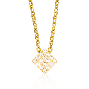 Gold Brilliance Square or Diamond Shaped with 16 small Swarovski crystal necklace medical sensitive skin friendly nickel free