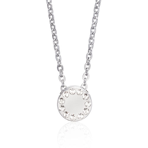 Silver Brilliance Puck crystal enamoured with 11 small Swarovski crystal surrounds medical sensitive skin friendly nickel free